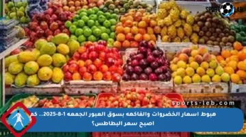 هبوط أسعار الخضروات والفاكهة بسوق العبور الجمعة 1-8-2025.. كم أصبح سعر البطاطس؟